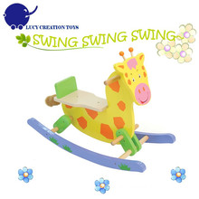 Safety Baby Kids Lovely Giraffe Wooden Rocking Horse